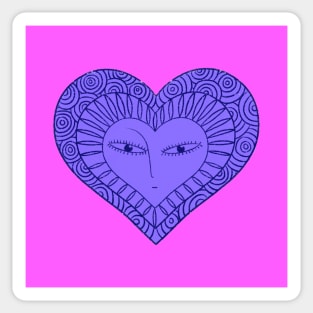 Love purple face heart on colored background Sticker